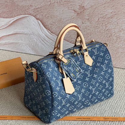 Louis Vuitton Speedy Soft 30 Monogram Denim collection.