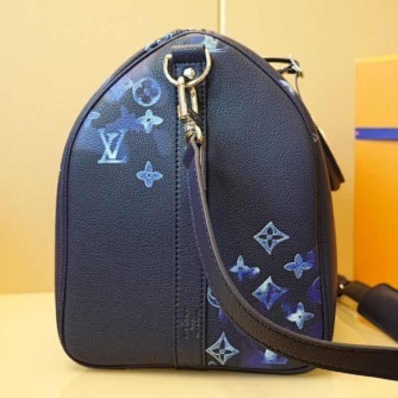 Louis Vuitton Keepall Bandoulière 50 in Monogram Ink Watercolor blue.
