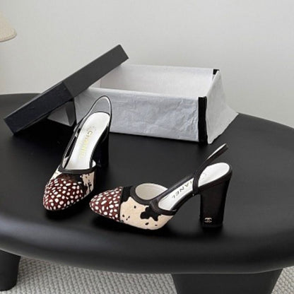 Chanel Animal Print Calfhair Slingback Pumps,