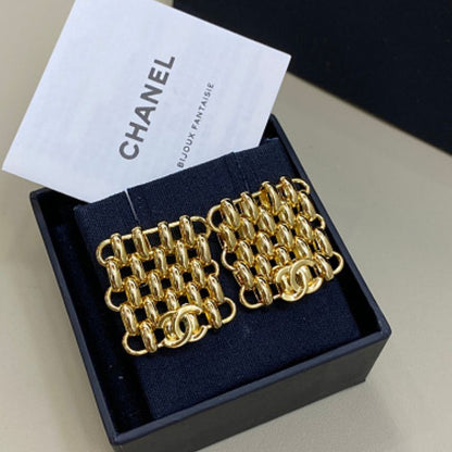 Chanel Woven Grid CC Clip-On Earrings
