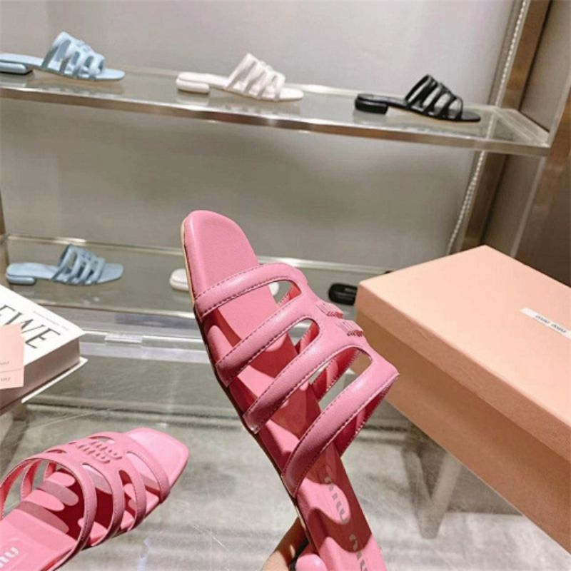 Miu Miu Pink Criss-Cross Sandals