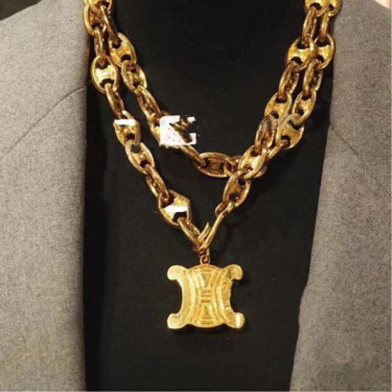 Celine Triomphe heavy link chain necklace/belt