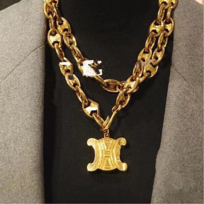 Celine Triomphe heavy link chain necklace/belt