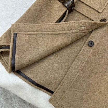 Celine Wool or Cashmere Poncho Coat with Leather Pockets,