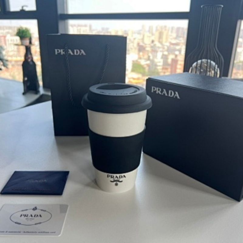 Prada porcelain travel coffee cup