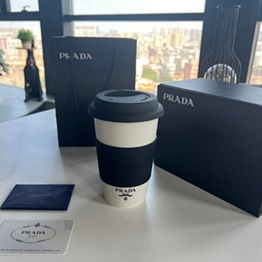 Prada porcelain travel coffee cup