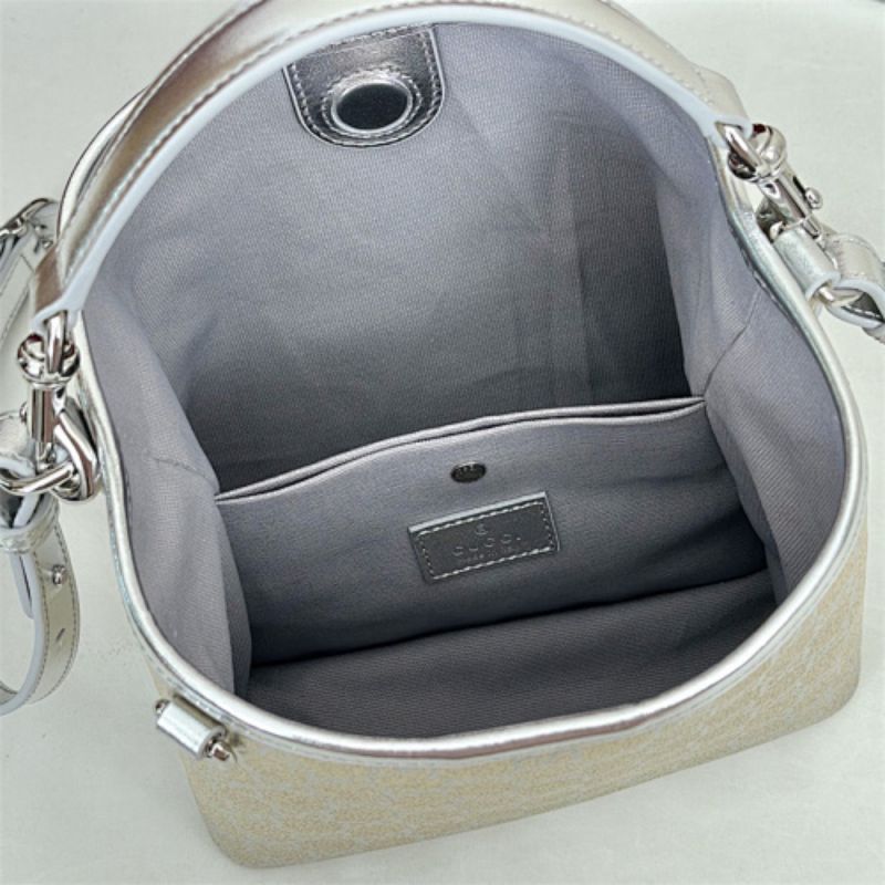 Gucci GG Emblem small bucket bag.