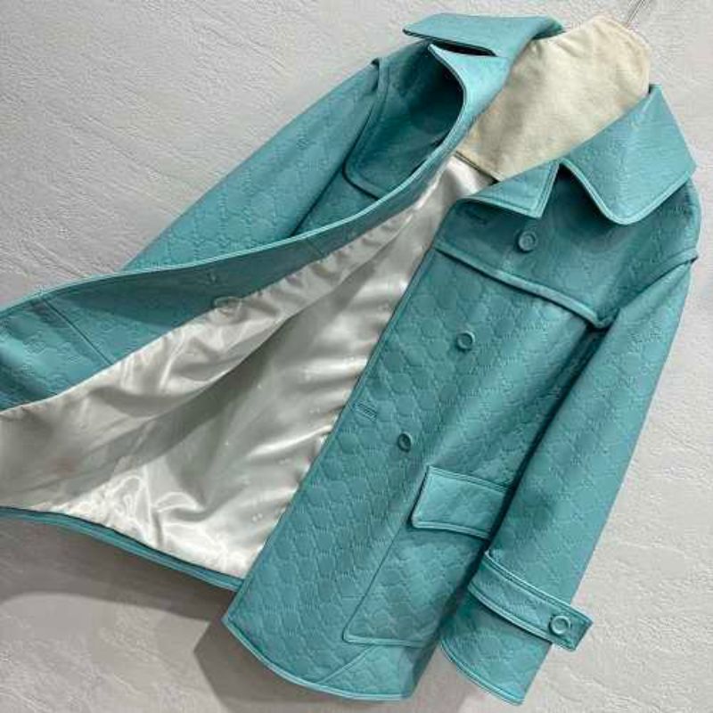 Gucci GG Embossed Leather Coat