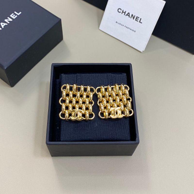 Chanel Woven Grid CC Clip-On Earrings