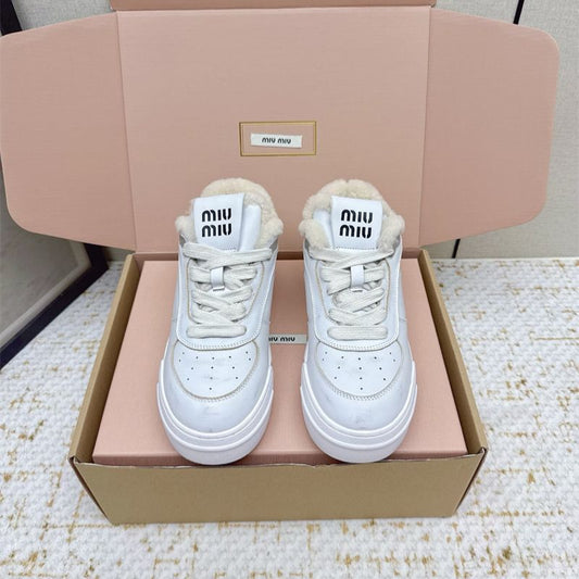 Miu Miu Bleached Leather Sneakers