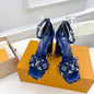Louis Vuitton Navy Blue Monogram Canvas and Leather Silhouette Sandals