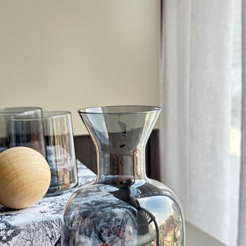Dior-inspired smoked glass carafe and tumbler set,