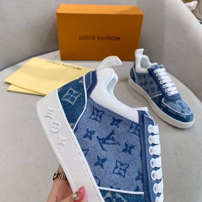 Louis Vuitton Stellar Sneakers in blue monogram denim.