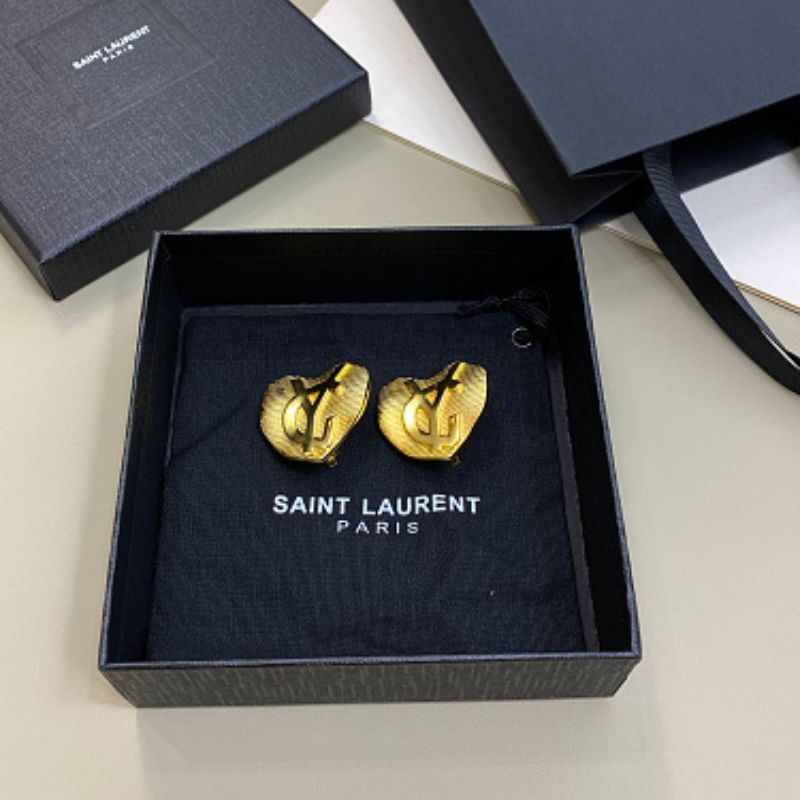 Yves Saint Laurent (YSL) textured heart logo earrings,