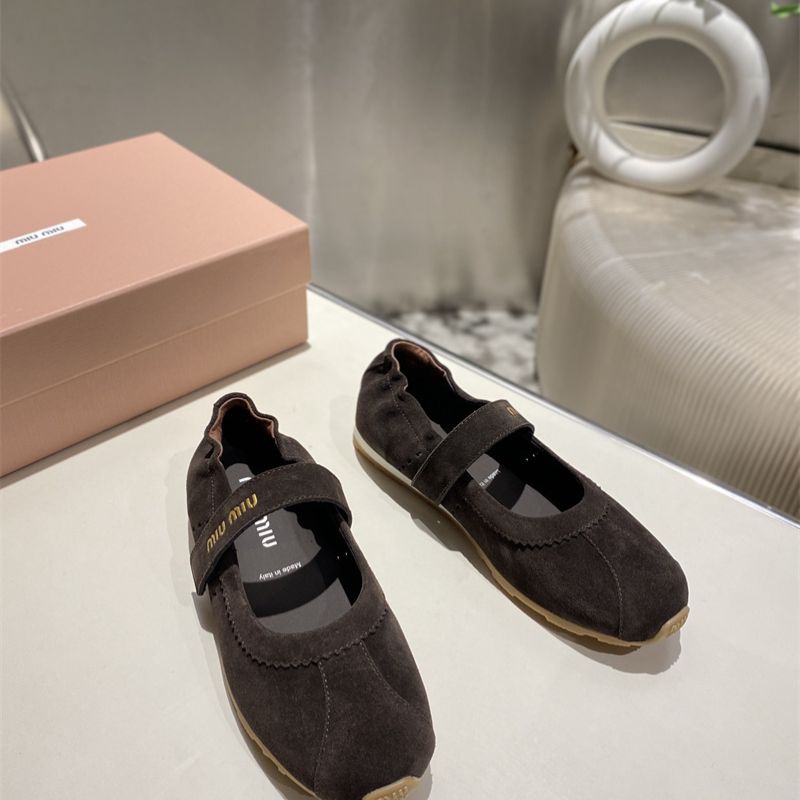 Miu Miu logo-strap ballet flats.