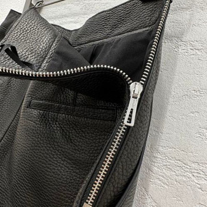 Hermès black, high-waisted, wide-leg faux leather trousers