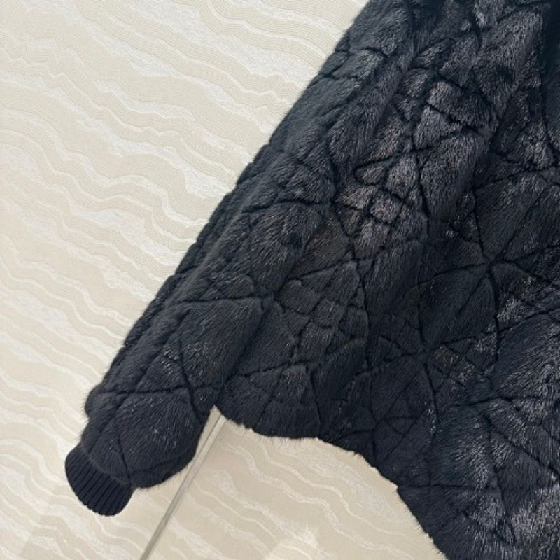Christian Dior black mink fur jacket with a distinctive geometric