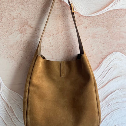 Saint Laurent Le 5 à 7 supple large suede shoulder bag.