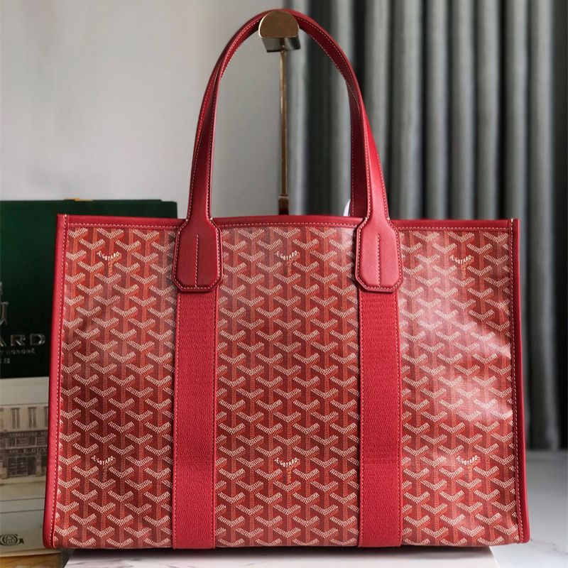Goyard Villette MM tote bag in red Goyardine canvas.