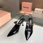 Miu Miu black patent leather slingback pumps