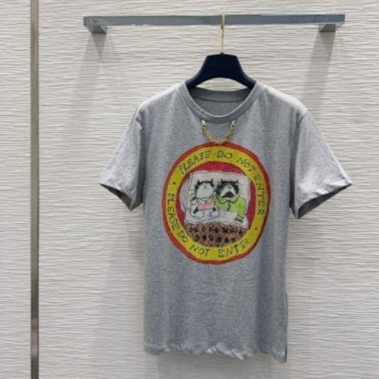 Louis Vuitton "Cat Stamp" T-shirt in gray