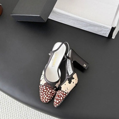 Chanel Animal Print Calfhair Slingback Pumps,