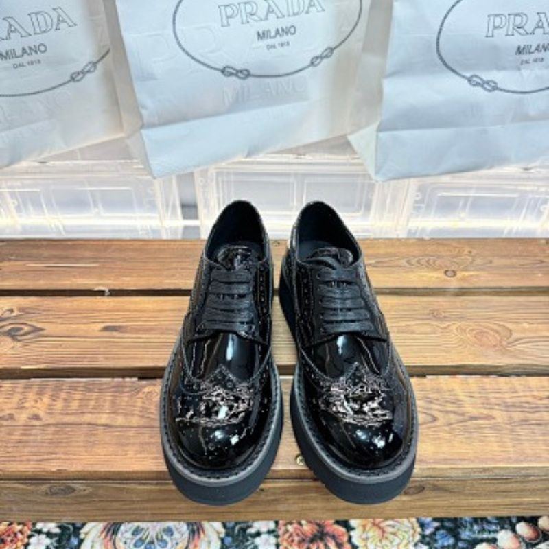 Prada Levitate Brushed Leather Brogues in classic black ("Nero").