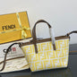 Fendi Roll Mini Tote Bag in a yellow and white color combination