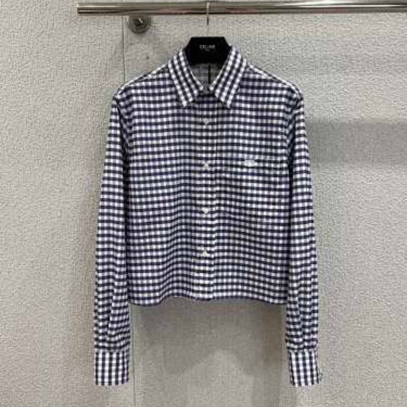 Celine Cropped Shirt in Vichy Cotton,