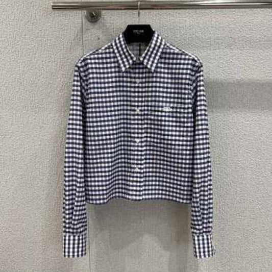 Celine Cropped Shirt in Vichy Cotton,