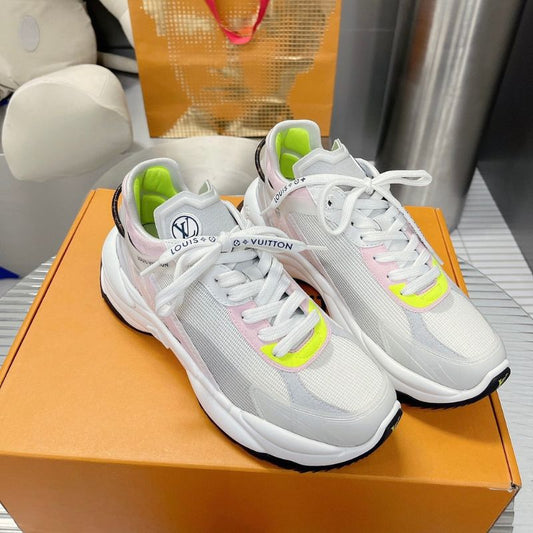 Louis Vuitton Run 55 Sneakers in the Grey/Light Pink/White