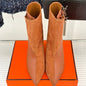 Hermès Hanae 85 ankle boots in a rich bronze-brown