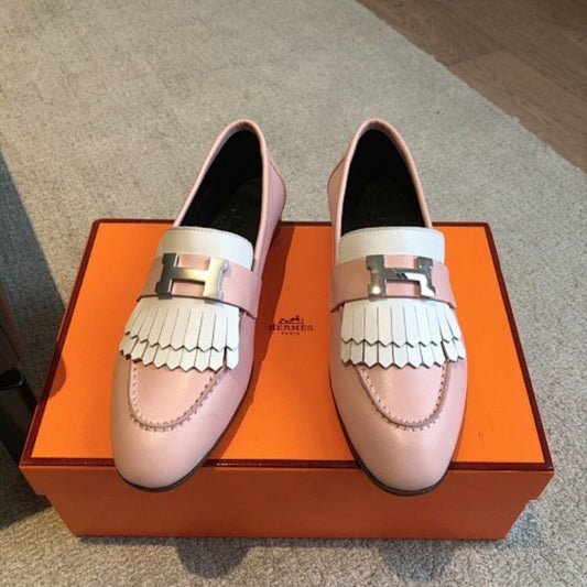 Hermès Royal Loafers in a distinct bi-color pink and white