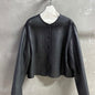 Christian Dior black textured faux-leather, cropped jacket