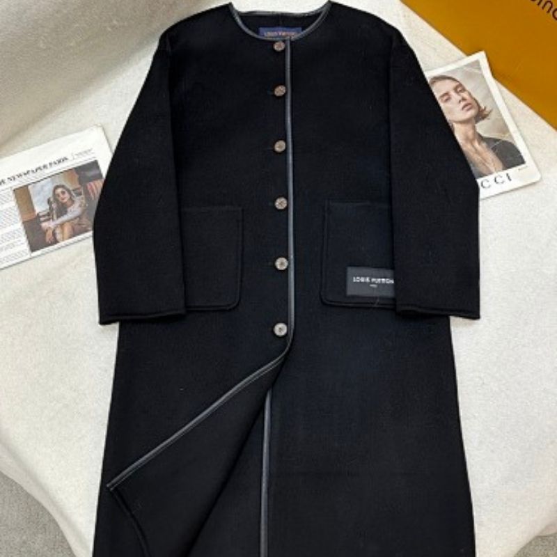 Louis Vuitton Collarless Double Face Coat.