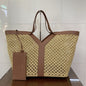 Saint Laurent Y Tote Bag in Raffia Naturel + Brick