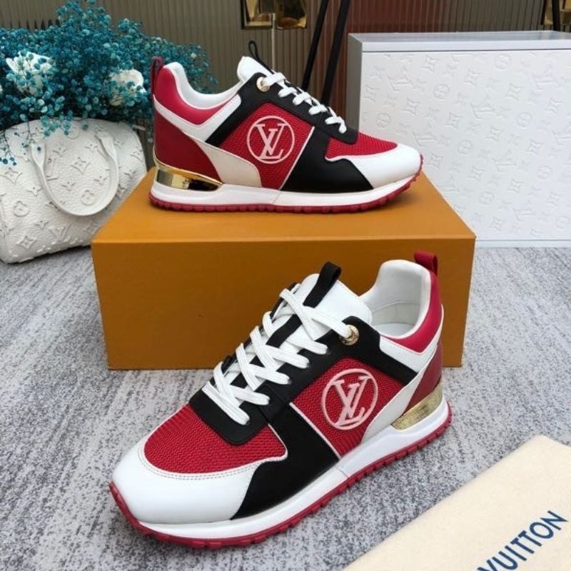 Louis Vuitton Run Away Sneakers in a red, white, and black