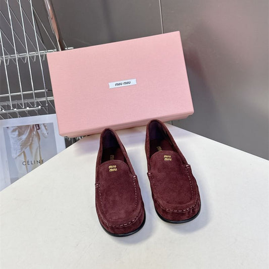 Miu Miu Logo-Embossed Suede Loafers