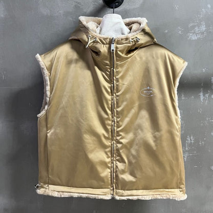 Prada sleeveless down jacket with a hood
