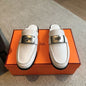 Hermès Oz Mules in blanc (white) leather,