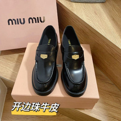 Miu Miu Logo-Plaque Patent-Leather Loafers.