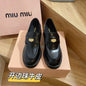 Miu Miu Logo-Plaque Patent-Leather Loafers.
