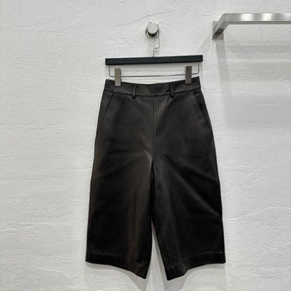 Hermès black wide-leg faux-leather Bermuda shorts