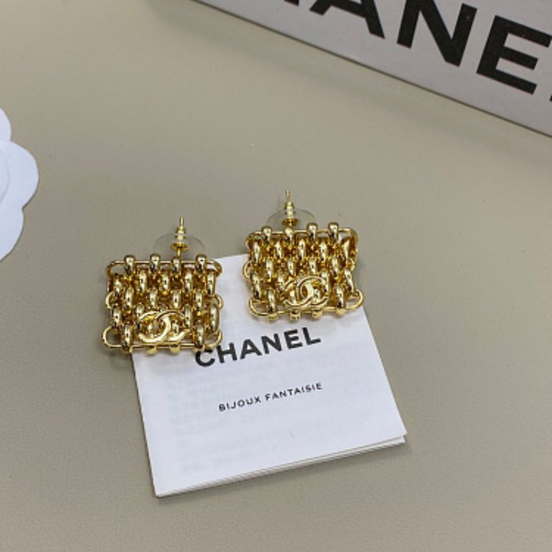 Chanel Woven Grid CC Clip-On Earrings