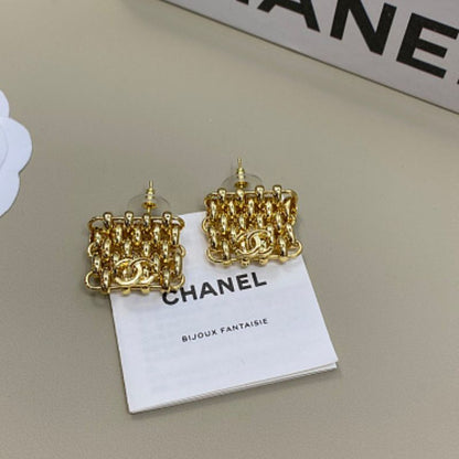 Chanel Woven Grid CC Clip-On Earrings