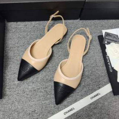 Chanel Two-Tone Slingback Flats in the classic beige and black