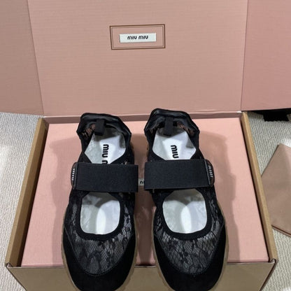 Miu Miu Mesh Fabric Ballerinas,