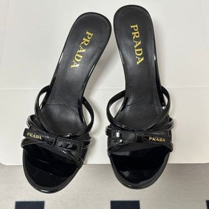 Prada Vernice Patent Leather Bow Mule