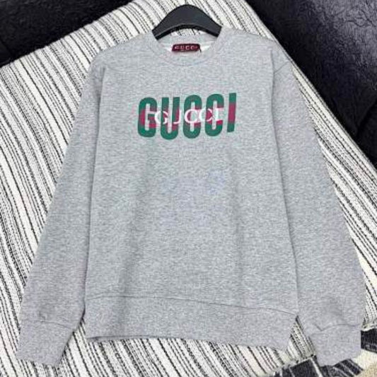 Gucci logo-print cotton crewneck sweatshirt in a grey