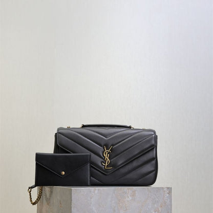 Saint Laurent Loulou shoulder bag in black matelassé